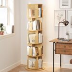 oneinmil Rotating Bookshelf, 360° Rotating Bookcase for Small Space, Corner Bookcase for Bedroom, Living Room, Study Room, 5 Tier, Wood - Image 4