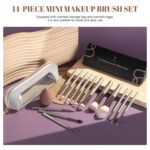BS-MALL Makeup Brushes Set 14 Pcs with 1 Pcs Makeup Sponge – Essential Foundation Powder Concealers, Eye Shadows, Blush Makeup Brushes with Travel Makeup Case (Champagne) - Image 3
