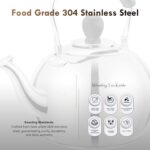 Whistling Tea Kettle Stovetop - 2.3 Quart Round Tea Pot for Stovetop, Silver Mirror Polished Classic Stovetop Kettle, Food Grade Material Teapot for Stove Top - Image 4