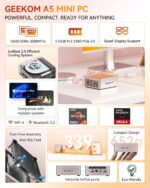 GEEKOM A5 Mini PC (2025) with AMD Ryzen 7 5825U, 16GB RAM, 512GB NVMe SSD, 2.5" SATA HDD, Radeon Vega 8 Graphics, Windows 11 Pro, 8K Quad Display, Dual HDMI, 6 X USB, SD 4.0 Slot, VESA/Home/Office - Image 3