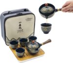 LURRIER Porcelain Chinese Gongfu Tea Set,Portable Teapot Set with 360 Rotation Tea maker and Infuser,Portable All in One Gift Bag for Travel,Home,Gifting,Outdoor and Office (Floral Blue) - Image 2