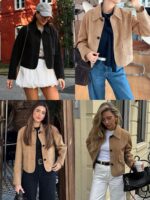 Tankaneo Womens Faux Suede Leather Jackets Casual Cropped Coats Vintage Button Down Shackets - Image 7