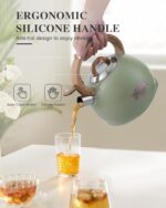 Tea Kettle Stovetop, 2.7 Quart Stove Top Whistling Tea Kettle, Teapot Kettles with Food Grade Stainless Steel and Wood Pattern Handle, Suitable for All Heat Sources - Image 7