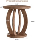 Tribesigns End Table, Round Side Table with Storage, Farmhouse Nightstand Bedside with Round Tabletop, Accent End Table for Living Room Bedroom Small Space, Wooden Accent Furniture (2, Brown) - Image 4