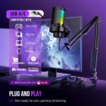 FIFINE USB Gaming Microphone Kit, PC Streaming Mic with RGB Lights, Mute, Gain Knob, Metal Boom Arm for Recording Podcast, Condenser Computer Microphone Set Compatible with PS4/PS5-AmpliGame A8T - Image 6