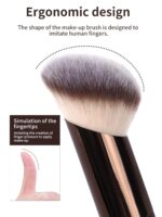 MAANGE 4 PCS Foundation Makeup Brush Set Double-ended Kabuki Contour Brush for Liquid Powder Concealer Cream Cosmetics Blending Blush Face Makeup Tools Kit (Coffee) - Image 7