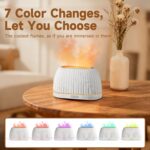 Essential Oil Diffuser, Flame Effect Aromatherapy Diffuser with 7-Color LED Lights & Auto Shut-Off, Ultrasonic Diffusers for Home, 120ml Samll Scent Diffuser for Essential Oils - White - Image 4