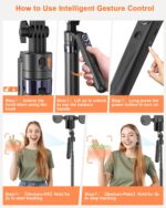 71” Auto Face Tracking Tripod for iPhone with Light,360° Rotating Phone Stand with Rechargeable Remote Control for TikTok Vlog Video Recording, Phone Tripod for Android Camera/GoPro/Ring Light - Image 9