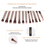 MSQ Eye Makeup Brushes 12pcs Rose Gold Eyeshadow Makeup Brushes Set with Soft Synthetic Hairs & Real Wood Handle for Eyeshadow, Eyebrow, Eyeliner, Blending(without bag) - Image 4