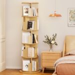 oneinmil Rotating Bookshelf, 360° Rotating Bookcase for Small Space, Corner Bookcase for Bedroom, Living Room, Study Room, 5 Tier, Wood - Image 2