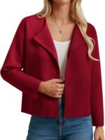 GRACE KARIN Womens Cropped Knit Sweater Blazer, Oversized Open Front Jackets 2025 Fall, Laple Cardigans Dressy Casual - Image 2