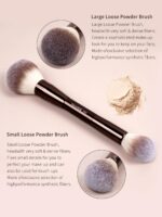MAANGE 4 PCS Foundation Makeup Brush Set Double-ended Kabuki Contour Brush for Liquid Powder Concealer Cream Cosmetics Blending Blush Face Makeup Tools Kit (Coffee) - Image 4