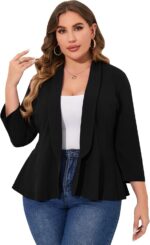 KOJOOIN Women Plus Size Casual Blazer Open Front Long Sleeve Work Office Cardigan Jackets - Image 2