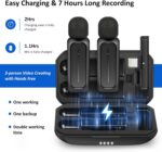 2 Pcs Wireless Lavalier Microphone for iPhone iPad Android with Charging Case 7H Clip on Lapel Microphone Wireless for Video Recording Vlogging, YouTube, Interview, 3 Mode Denoise, 70ft - Image 6