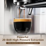 Espresso and Cappuccino Machine 20 Bar, Latte Machine with Automatic Milk Frother, Espresso Maker in Stainless Steel Design,1350W Coffee Maker with Touchscreen for Home (Silver) - Image 3