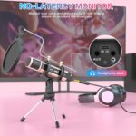 ZealSound Studio Recording Microphone, Condenser Broadcast Microphone w/Stand Built-in Sound Card Echo Recording Karaoke Singing for Phone Computer PC Garageband Smule Live Stream & YouTube (Gold) - Image 6