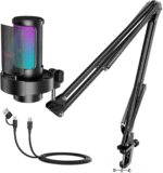 FIFINE USB Gaming Microphone Kit, PC Streaming Mic with RGB Lights, Mute, Gain Knob, Metal Boom Arm for Recording Podcast, Condenser Computer Microphone Set Compatible with PS4/PS5-AmpliGame A8T - Image 2