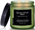 M&SENSE Eucalyptus & Mint Soy Candles for Home Scented, 11.6oz 70 Hour Burn Aromatherapy Candle Gift for Stress Relief, Meditation, Yoga, Relaxing SPA, Reusable Jar for Men and Women - Image 2
