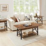 GreenForest Coffee Table with Storage, 39 inch Modern 2-Tier Coffee Tables for Living Room, X-Frame Design Farmhouse Coffee Table Space Saving Living Room Tables, Easy Assembly, Walnut - Image 8