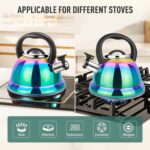 Tea Kettle, Kettle 3.7QT, Tea Pot Whistling 316 Stainless Steel, Tea Kettle Stovetop with Cool Folding Handle, Kettle Teapot Rainbow Induction for Boiling Water, Mirror Finish - Image 5