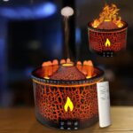 Volcano Diffuser, Essential Oil Diffuser 300ml Volcano Humidifier with Flame & Volcano Mist Mode, 2 Colors, Timer, Auto Shut-Off, Remote Control, Flame Diffusers for Home Bedroom Black - Image 2