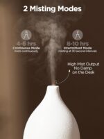 InnoGear Oil Diffuser, 150ML Ceramic Diffuser for Essential Oils Handcrafted Aromatherapy Diffuser Ultrasonic Cool Mist Humidifier with 2 Mist Modes Waterless Auto Off for Room Office, White - Image 6