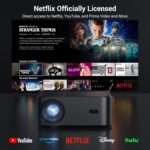 1500ANSI Netflix Officially Licensed Full HD Smart Projector, HAPPRUN 4K Projector with Wifi and Bluetooth,Built-in Apps,Electric Focus,DoIby Audio,300''Display Movie Projector for Home,Outdoor,Indoor - Image 3