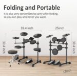 AODSK Electric Drum Set for Beginner Kids with 150 Sounds,4 Quiet Drum Pads,2 Pedal,Throne,Sticks,Electronic Drum with Headphone,AED-400 - Image 5