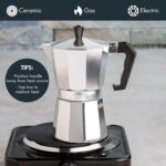 Primula Stovetop Espresso Maker and Handheld Electric Milk Frother Gift Set, Moka Pot for Classic Italian and Cuban Coffee, Cafetera, 6 Espresso Cups, Silver - Image 5