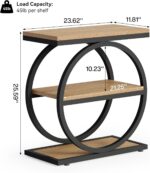 LITTLE TREE 3-Tier End Table, Side Table with Storage Shelves, Small Sofa Side Table for Living Room, Wooden Side End Table with Double Round Metal Legs, Slim Nightstand and Bedside Table, Oak - Image 3