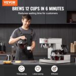 VEVOR 12 Cups Commercial Drip Coffee Maker, Coffee Maker Machine with 3 Glass Carafes and 3 Warmer Plates, Stainless Steel Pour Over Coffee Brewer for Restaurant, Office, Cafe - Image 3