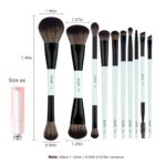 Jessup Makeup Brushes Set 10pcs, Double Sided Foundation Contour Blush Highlight Blending Eyebrow Brush Eyeshadow Eyeliner Concealer Brush, Bright Cyan Cruelty Free Cosmetic Tools T500 - Image 8