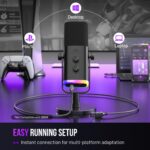 FIFINE USB/XLR Dynamic Microphone for Podcast Recording, PC Computer Gaming Streaming Mic with RGB Light, Mute Button, Headphones Jack, Desktop Stand, Vocal Mic for Singing YouTube-AmpliGame AM8 - Image 8