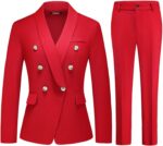 Lamgool Womens Suits 2 Piece Set Shawl Lapel Jacket and Pants Business Casual Outfits - Image 2