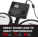 AODSK Electric Drum Set with Quiet Mesh Pads,Electronic Drum for Beginner,USB MIDI,Throne,Headphones,Sticks, Included 15 Kits and 195 Sounds (AED-403-Teenagers Beginners) - Image 3