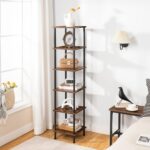 HOOBRO 6-Tier Corner Shelf, Corner Square Rack Display Shelf, Tall Storage Rack Plant Stand, Bookcase for Small Spaces, Living Room, Home Office, Kitchen, Rustic Brown and Black BF55CJ01 - Image 6
