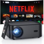 1500ANSI Netflix Officially Licensed Full HD Smart Projector, HAPPRUN 4K Projector with Wifi and Bluetooth,Built-in Apps,Electric Focus,DoIby Audio,300''Display Movie Projector for Home,Outdoor,Indoor - Image 2