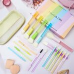 18-Pcs Makeup Brush Set for Beginners - Travel-Friendly with Soft Arthritis-Friendly Handles & Non-Shedding Bristles | Includes Storage Bag, Eyeshadow Brushes & Sponges (Multi-Color) - Image 3
