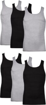 Hanes Men's Tank Top Undershirt Pack, Cool & Breathable Cotton, Moisture-Wicking Ribbed Tanks for Men, Multi-Pack - Image 2