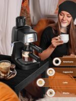KEENSTAR 3.5Bar Espresso Machine with Milk Frother, 800W Compact Espresso and Cappuccino Machine with Preheating Function, 4 Cup Espresso Maker for Cappuccino or Latte, Gift for Coffee Lover - Image 8