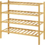 Kitsure Bamboo Wooden Shoe Rack for Closet - Stackable Shoe Organizer with Modular Structure, Space-Saving Shoe Shelf for Entryway, Living Room, Bedroom, 26.8" x 11" x 25.2", Natural - Image 2