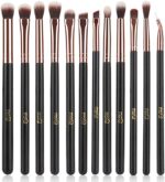 MSQ Eye Makeup Brushes 12pcs Rose Gold Eyeshadow Makeup Brushes Set with Soft Synthetic Hairs & Real Wood Handle for Eyeshadow, Eyebrow, Eyeliner, Blending(without bag) - Image 2