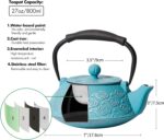 Cast Iron Teapot, Japanese Tea Pot with Infuser for Loose Leaf, Tea Kettle Stovetop Safe Coated with Enameled Interior, Clouds Pattern 27oz, 800ml Sky-Blue - Image 6
