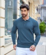 COOFANDY Mens Knit Polo Shirts Casual Long Sleeve Classic Polo Shirts Button Down Golf Shirts - Image 8