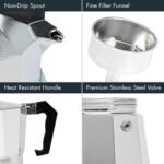Primula Stovetop Espresso Maker and Handheld Electric Milk Frother Gift Set, Moka Pot for Classic Italian and Cuban Coffee, Cafetera, 6 Espresso Cups, Silver - Image 9