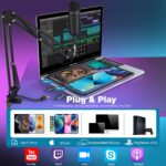 ZealSound Gaming Microphone Kit,Podcast Condenser USB Mic with Boom Arm,Supercardioid Microphone with Mute Button,Echo Volume Gain Knob,Adjust Monitor for Phone PC Computer (Black) - Image 3