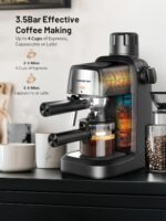 KEENSTAR 3.5Bar Espresso Machine with Milk Frother, 800W Compact Espresso and Cappuccino Machine with Preheating Function, 4 Cup Espresso Maker for Cappuccino or Latte, Gift for Coffee Lover - Image 3