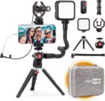 Smartphone Video Vlogging Kit Metal Microphone Light Tiktok YouTube Podcast Equipment for iPhone 15/14/13 Mini/Pro/Max, Android Smartphone (V-Master) - Image 2