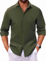 COOFANDY Men's Long Sleeve Button Down Shirts Casual Untucked Dress Shirt Beach Wedding Shirts - Image 2
