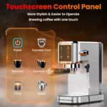 Espresso Machine 20 Bar,Touchscreen Espresso Maker with Steam Milk Frother, Stainless Steel Expresso Coffee Machine for Home with Removable Water Tank for Cappuccino Latte,Cold Brew,Long Coffee - Image 3